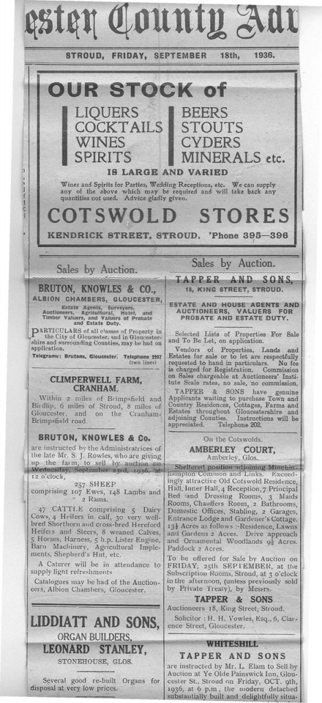 1936 adverts Glos county advertiser