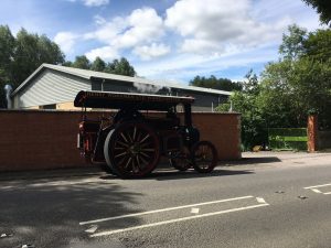 The steam traction engine that was owned by Workman's sawmill in the late 1920s, now back at the timber yard in Woodchester. It was built by Burrells of Thetford